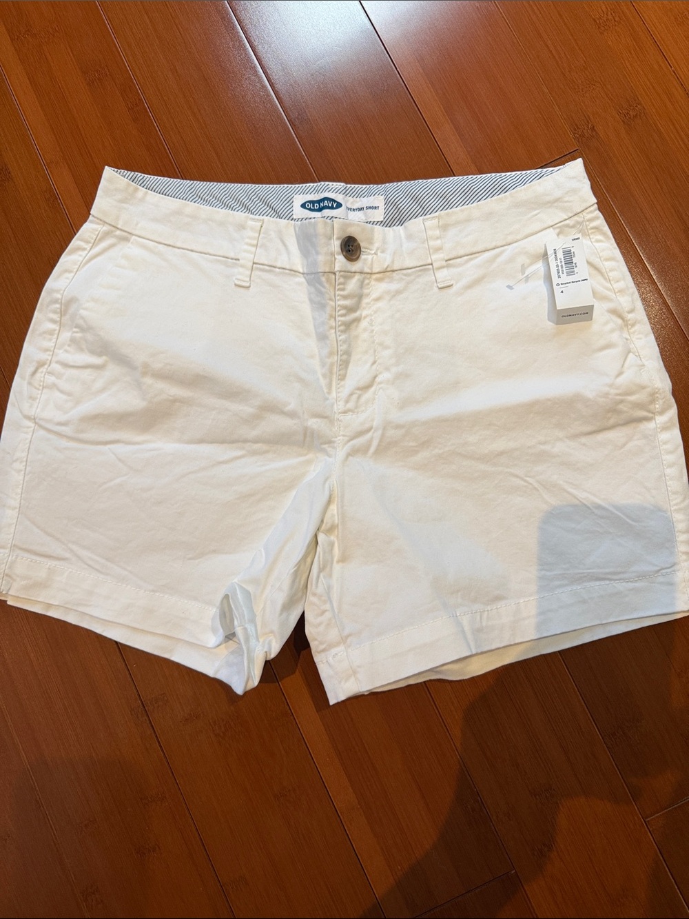 Old Navy White Cotton Chino Mid-Rise Shorts